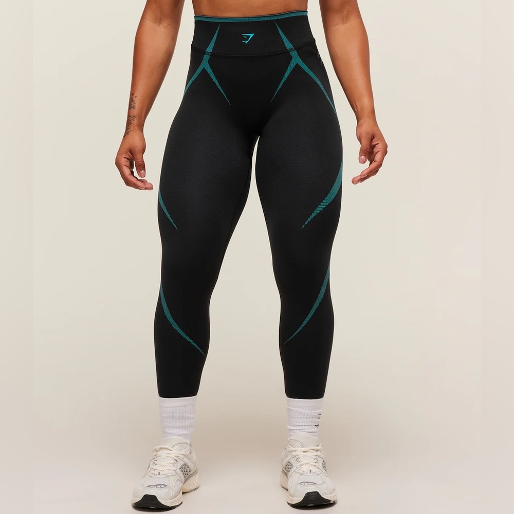 Gymshark Apex Lift Seamless Leggings - Black/Brand Blue